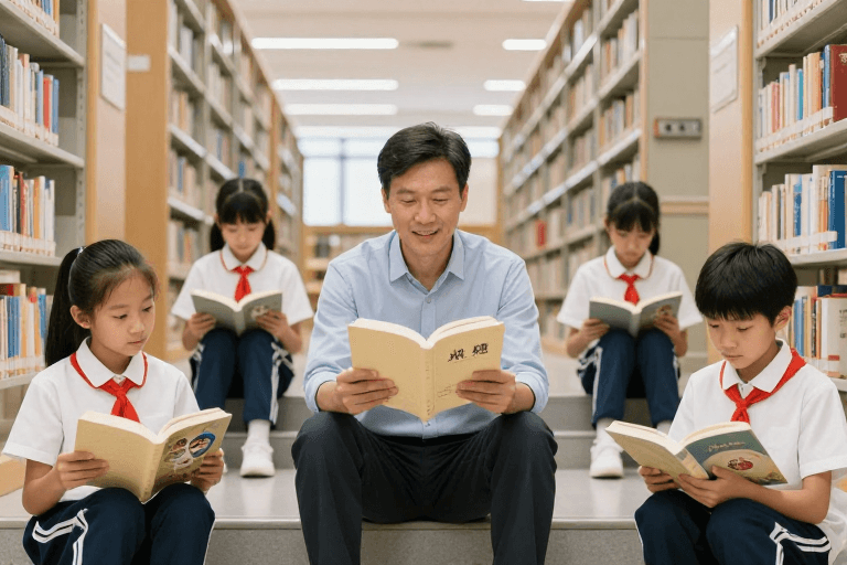 书香氛围素材：师生共读，书香满阶的温馨课堂