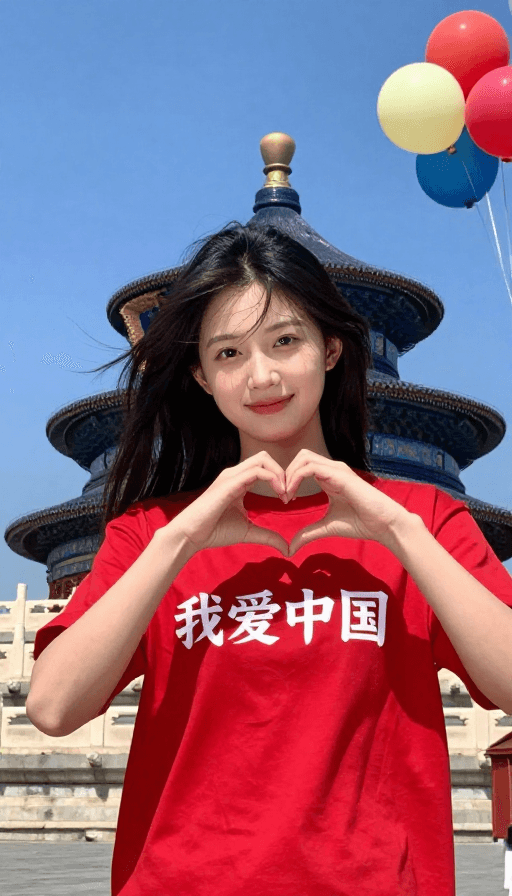 肖像摄影素材：国庆风采：红心传递爱与希望