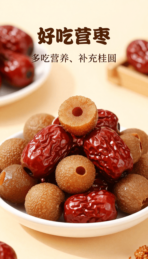 年轻女性素材：年轻女孩食补红枣桂圆，调理气血焕发光彩！