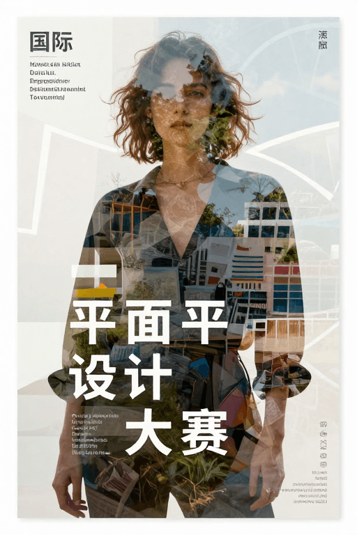 自然融合素材：自然与设计的多重曝光艺术融合海报