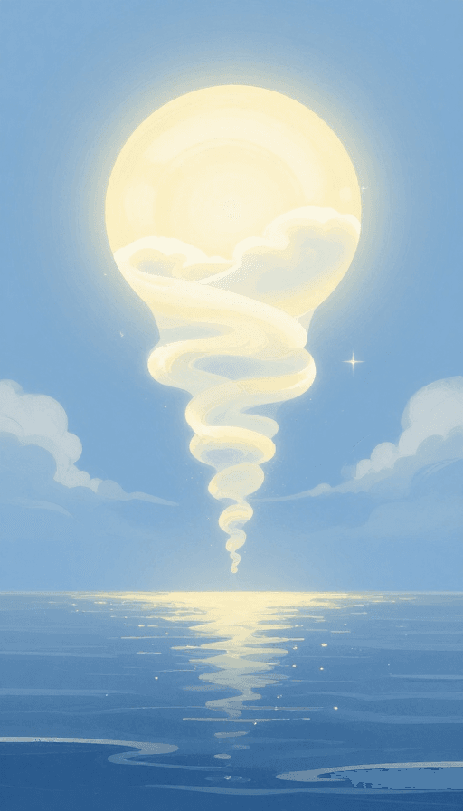 梦幻海景素材：海上蜃楼幻境：唯美插画中的梦幻海景