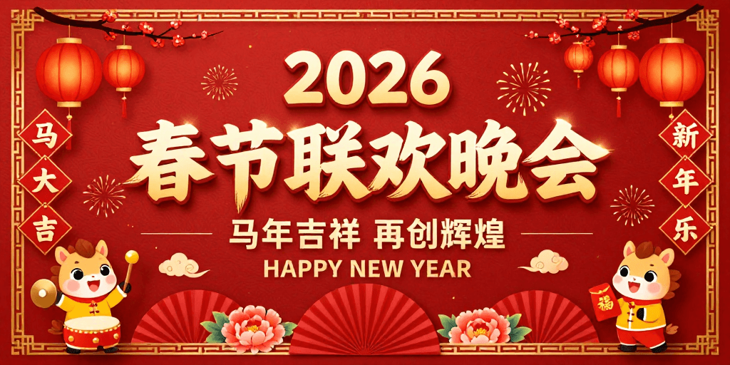 春节晚会素材：2026春节晚会主视觉海报：喜庆中国风设计