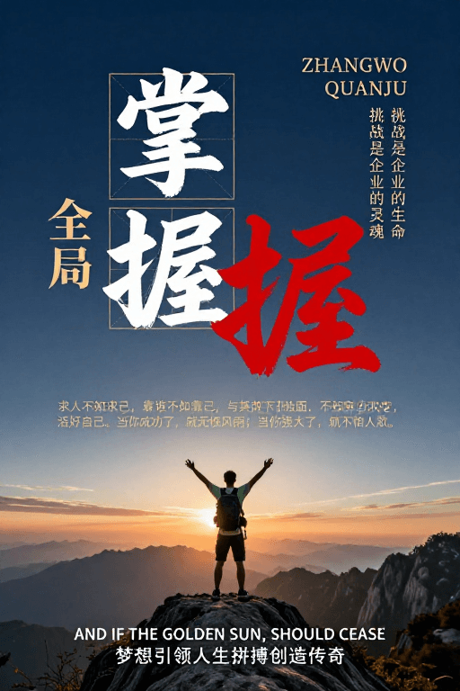 视觉张力素材：掌握全局：深蓝渐变励志海报设计