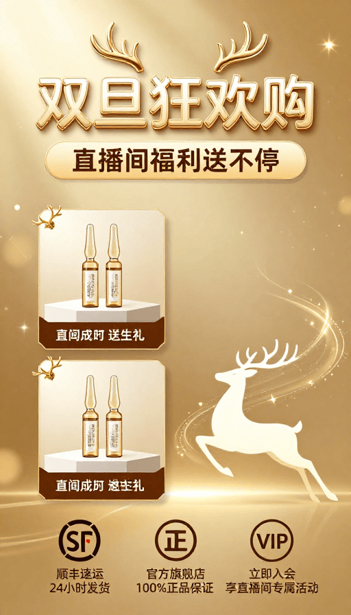 双旦促销素材：双旦狂欢购：金色奢华节日促销海报