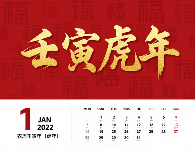 壬寅虎年素材：壬寅虎年金色书法贺岁，传统祥庆氛围营造