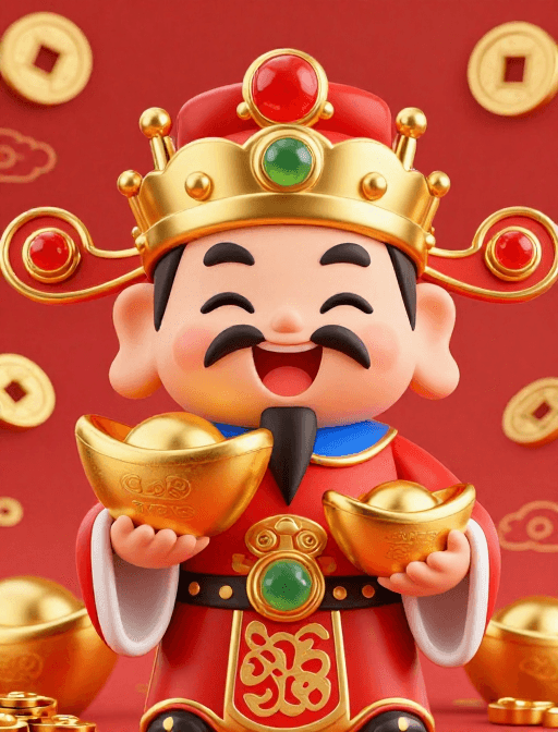 春节元素素材：卡通财神：春节财富象征