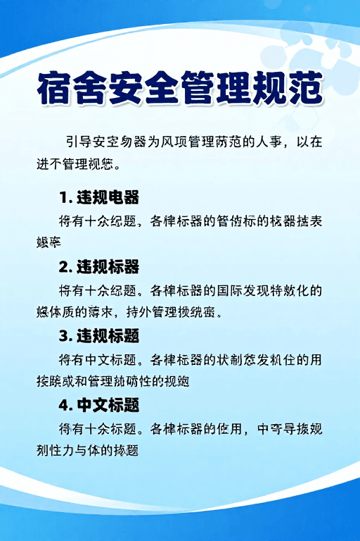 专业排版素材：宿舍安全规范：清新专业的管理规范设计