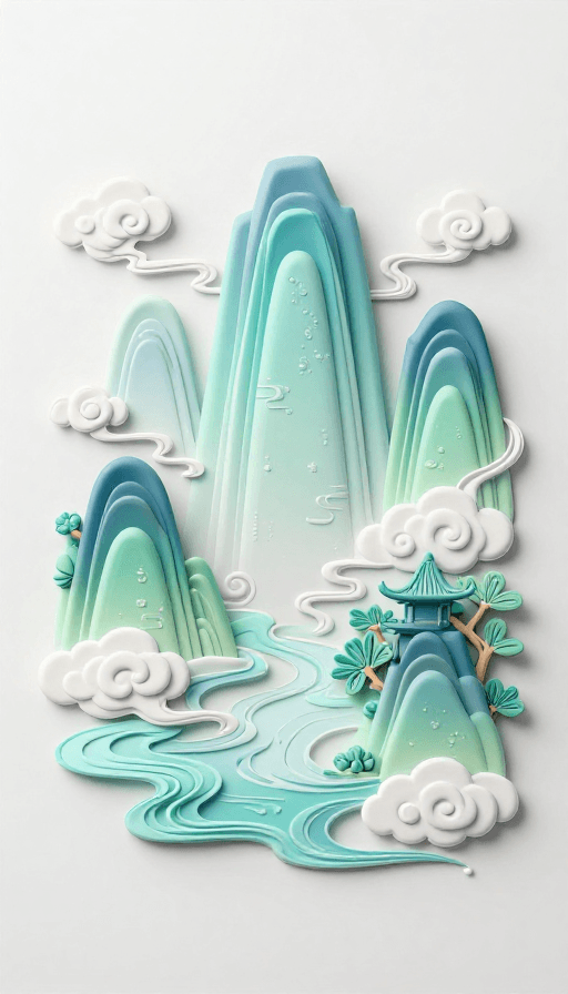 超高清立体图素材：梦幻三维浮雕：中国风艺术插画新境