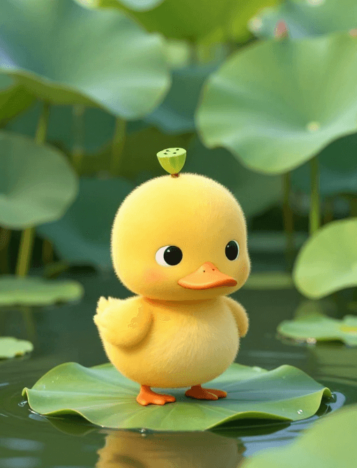 头像设计素材：皮克斯小黄鸭：荷塘梦境中的可爱精灵