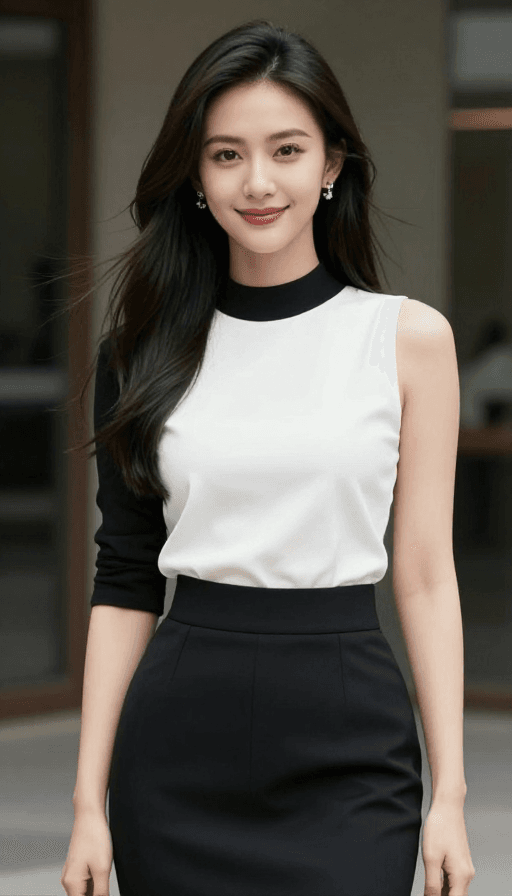 中国女性素材：优雅自信的中国女性：黑白时尚摄影
