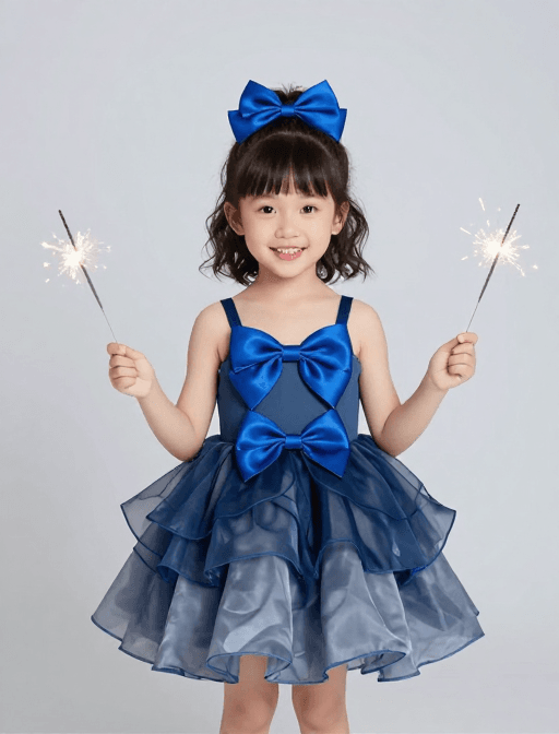 生日派对素材：活力生日：中国女孩缎面蝴蝶结写真