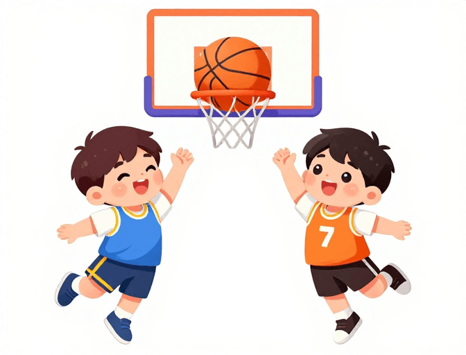 童趣风格素材：童趣活力：卡通篮球竞技海报