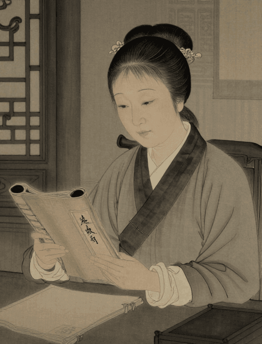 书房场景素材：古韵医心：深调工笔笔下的慈祥女老中医