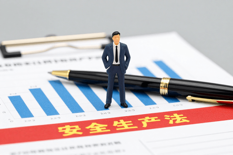 政策海报素材：商务微缩人像演绎安全生产法宣传