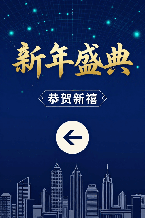 新年盛典素材：科技风新年盛典：未来数字氛围恭贺新禧