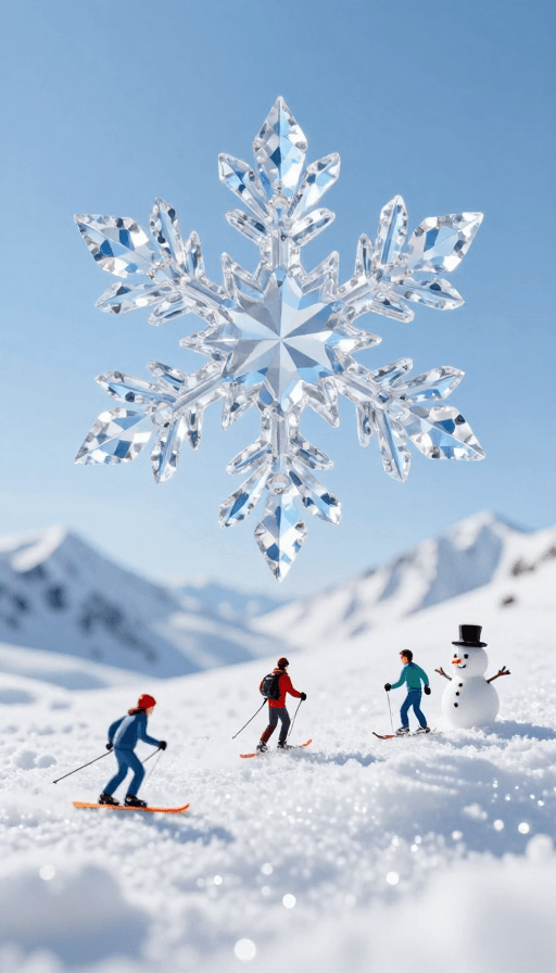 UI适配素材：梦幻水晶雪花：冬日童话实景风光