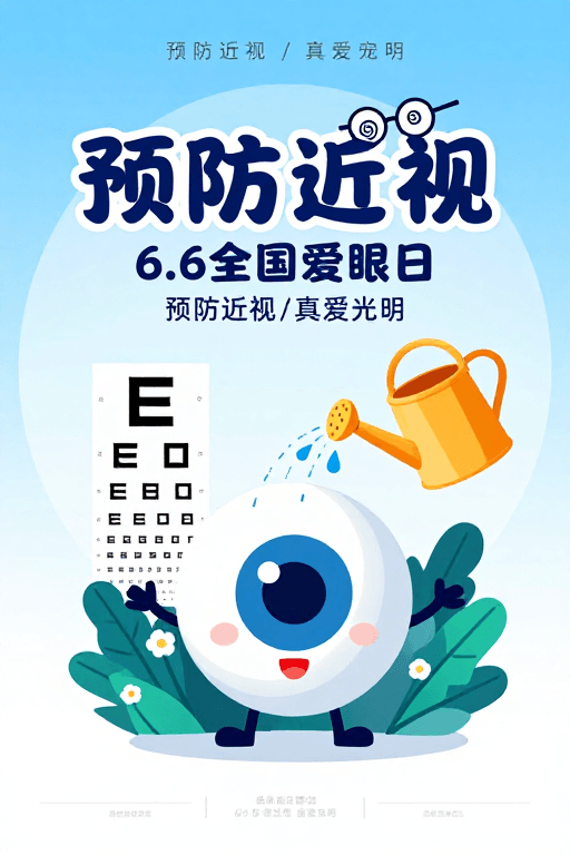 健康科普素材：清新童趣风：预防近视爱眼日科普插画