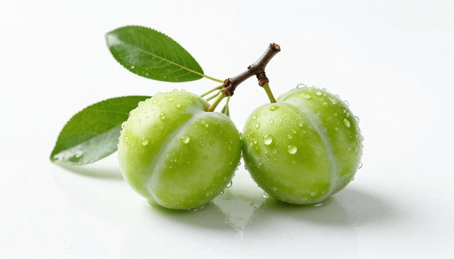 商业拍摄素材：水润青李子特写：清新冷调摄影