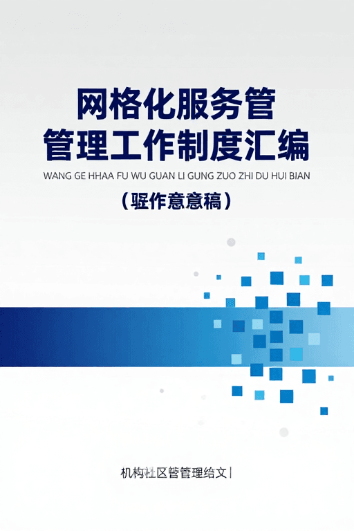 简约现代风素材：网格化服务管理制度封面设计：简约现代政务风