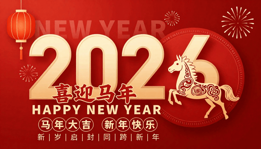 中国新年素材：2026马年喜庆新年图：中国风与数字艺术融合