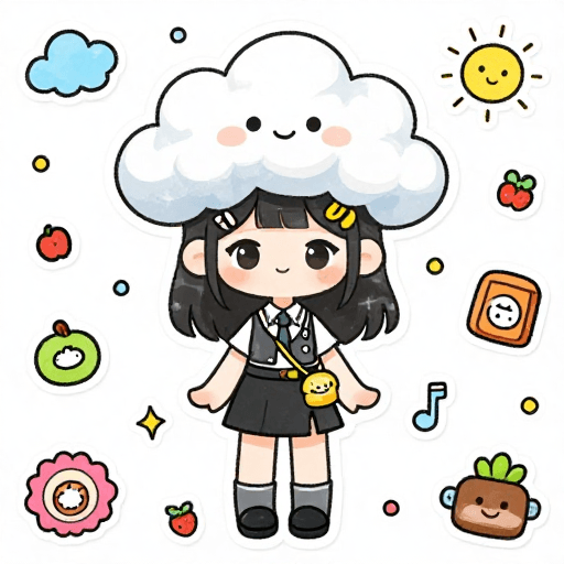 二次元插画素材：可爱拟人风天气女孩：森系水彩卡通设计