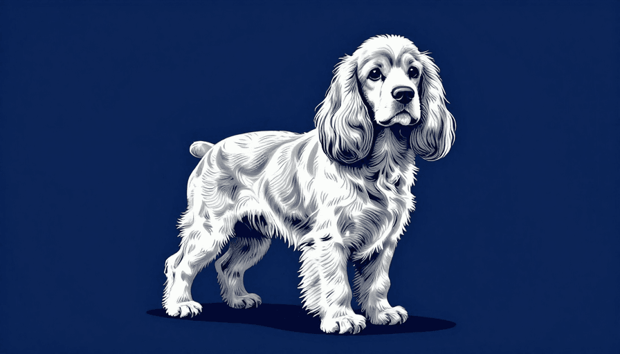 极简插画素材：伦勃朗光影勾勒的普鲁士蓝极简可卡犬杰作