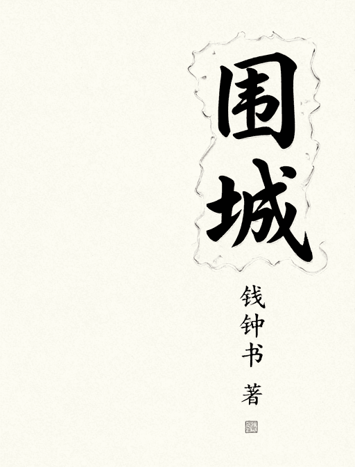 极简背景素材：玻璃蚀刻狂草书法《围城》封面设计