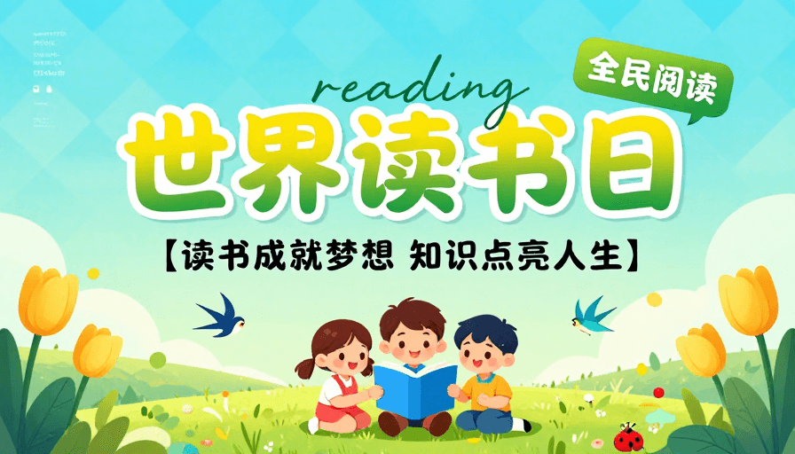 3D设计素材：清新春日·世界读书日公益宣传海报