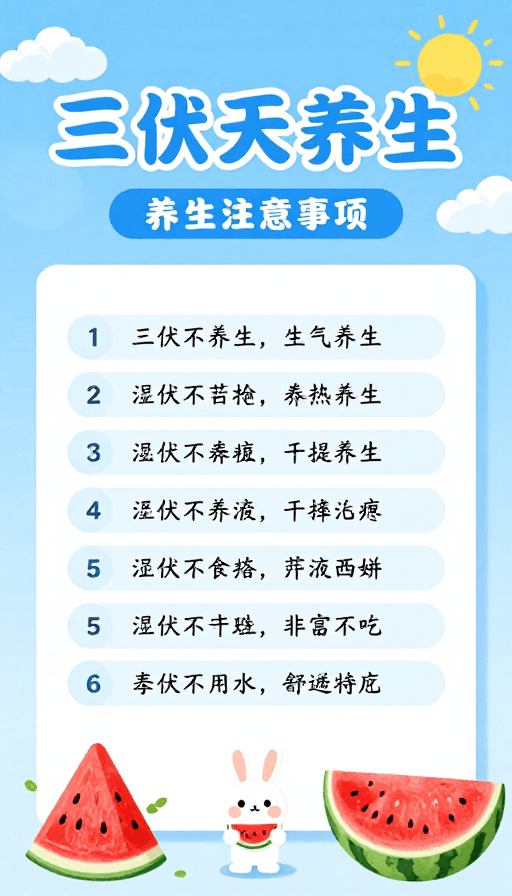 图文结合素材：夏日清凉三伏天养生海报：清新治愈风格