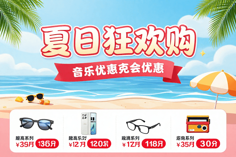 活动海报素材：夏日狂欢购：清凉促销季来袭