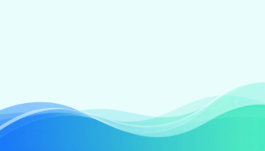 抽象波浪素材：极简抽象波浪背景：清新蓝绿渐变设计