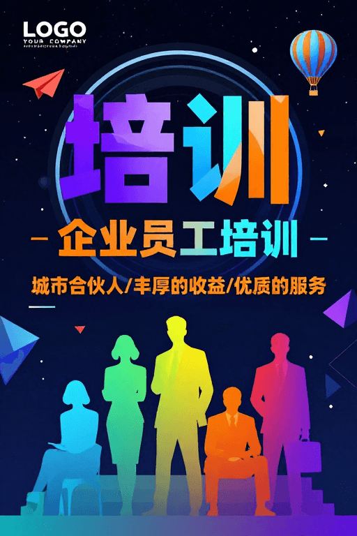 科技风格素材：现代科技感企业培训宣传视觉图