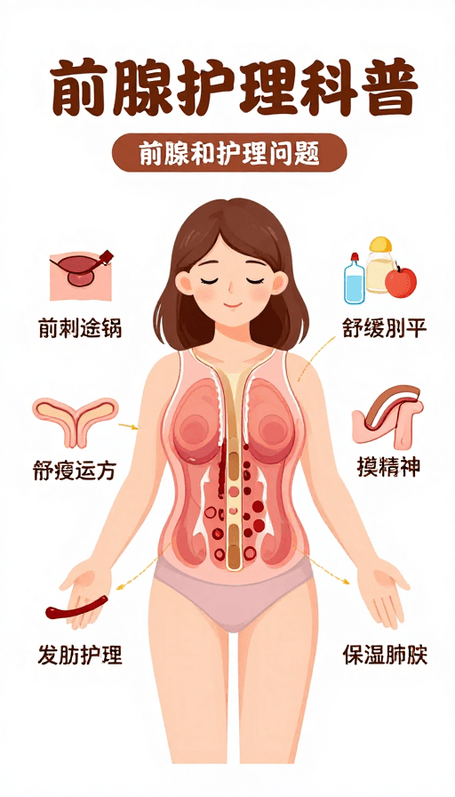 专业医疗素材：前列腺护理科普插画：专业医学知识可视化呈现