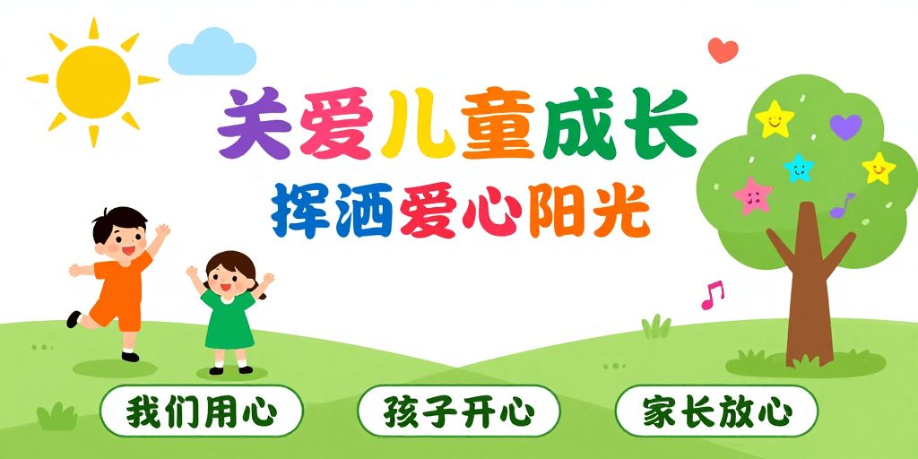 正能量主题素材：关爱儿童成长：温馨插画公益海报