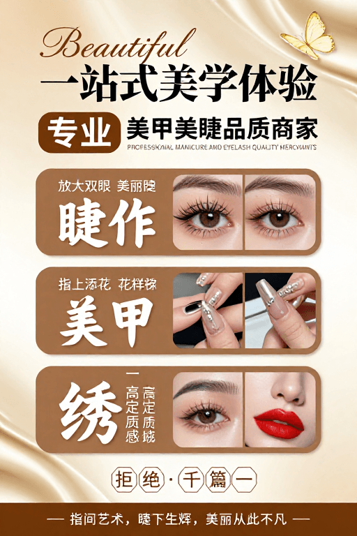 艺术摄影素材：奢华美学：一站式美甲美睫专业服务