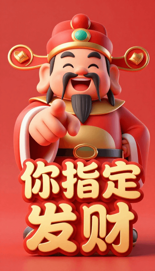 财神形象素材：财神跃镜而来，红运当头显霸气