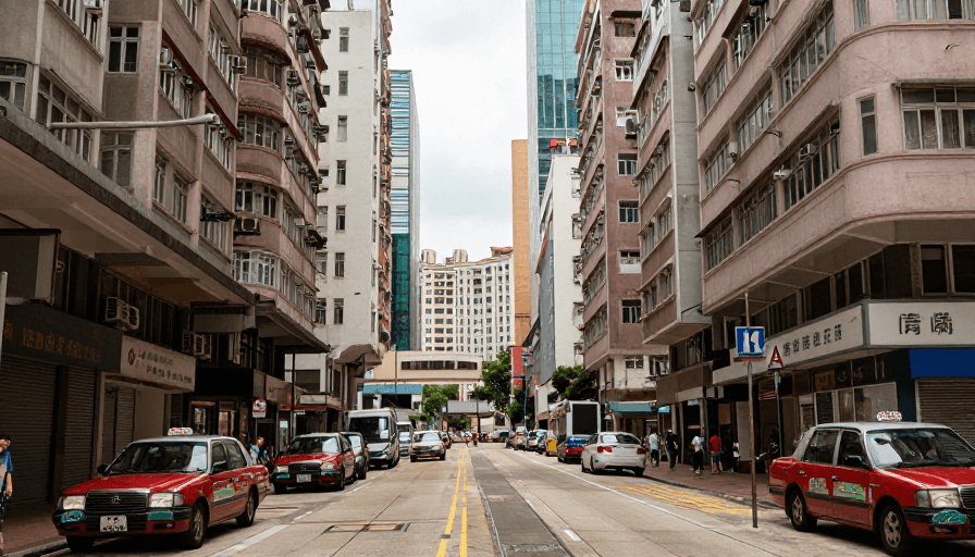 维多利亚港素材：香港街景：现代与历史交融的都市风情