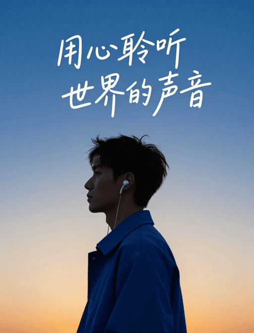 人像剪影素材：极简科技广告：蓝调耳畔听见世界