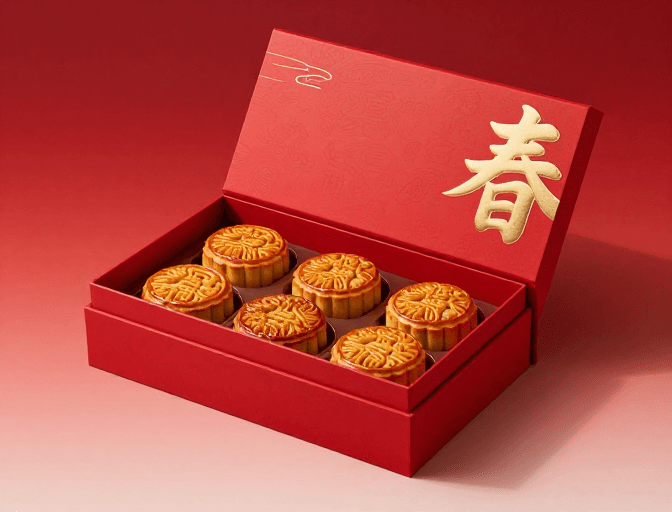 高端产品摄影素材：中秋雅礼：金辉龙凤月饼礼盒