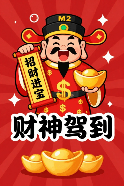 财神文化素材：财神驾到：卡通财神招财庆贺促销海报
