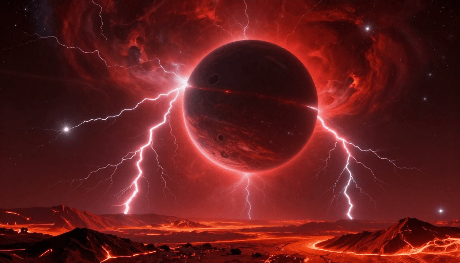 动态光影素材：末世红焰：史诗科幻宇宙灾难场景