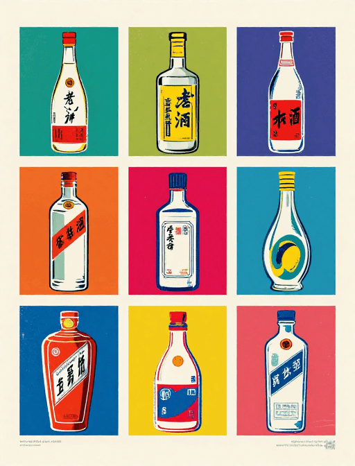 商业插画素材：六种名酒波普艺术超扁平海报设计