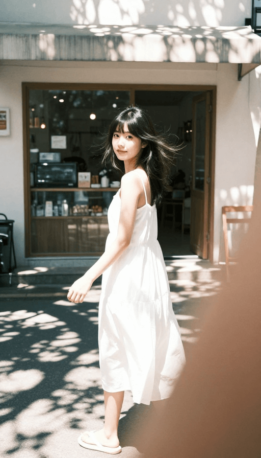 少女写真素材：绝美夏日写真：16岁少女灵动转身