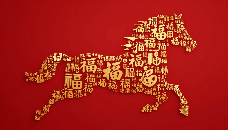 国风插画素材：金福奔马：新春创意艺术祝福图