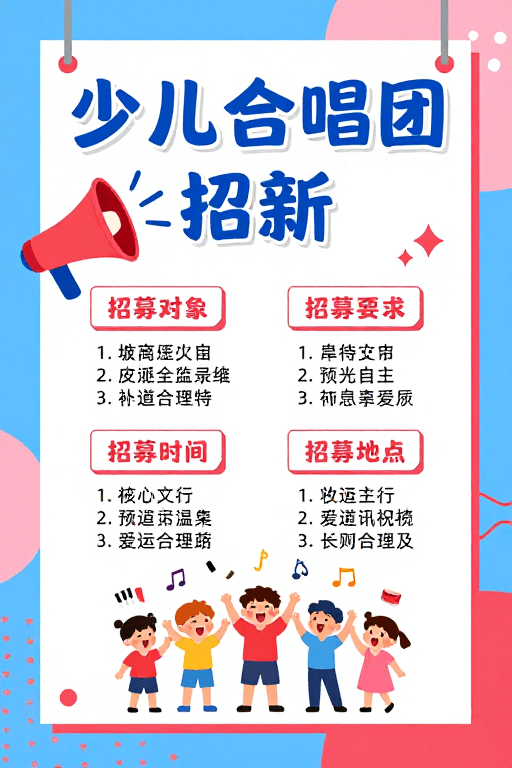 活动宣传素材：童趣蓝波·少儿合唱招新海报