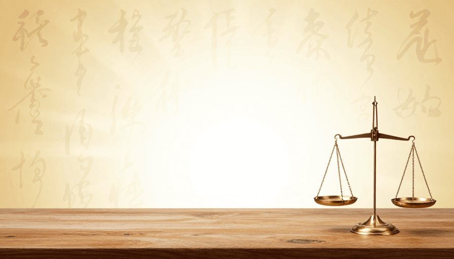 中式书法纹样素材：金色渐变天平衡量东方美学设计图