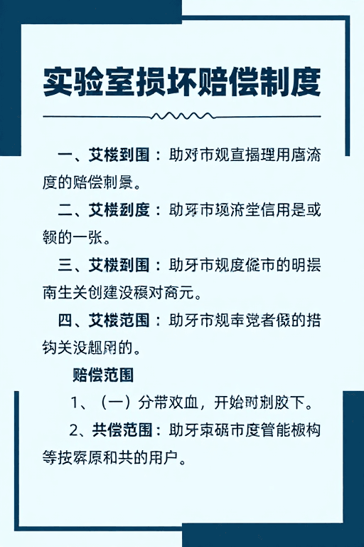 科研机构公示素材：现代简约风实验室赔偿制度公示海报