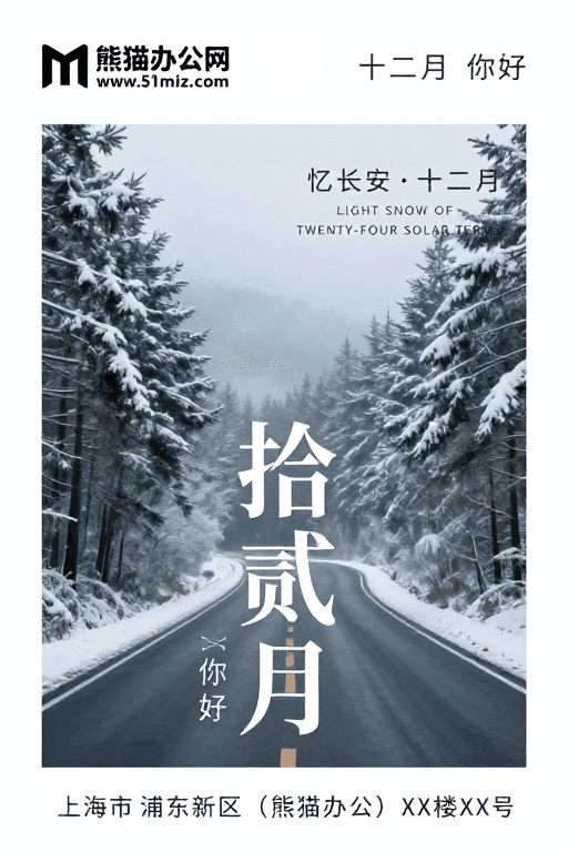 电影感摄影素材：冬日静雪：拾贰月冷调海报设计