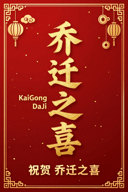 乔迁之喜素材：金红喜庆乔迁背景图，融合传统与现代设计元素