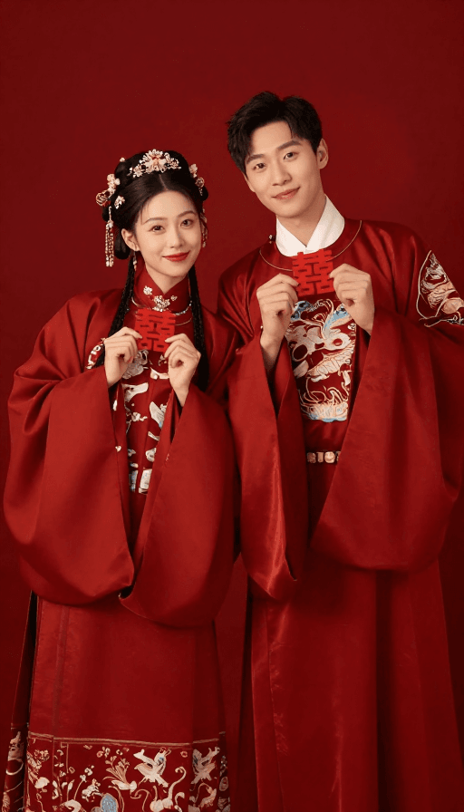 中式婚礼素材：红妆映喜：古风汉服中式婚礼婚纱照
